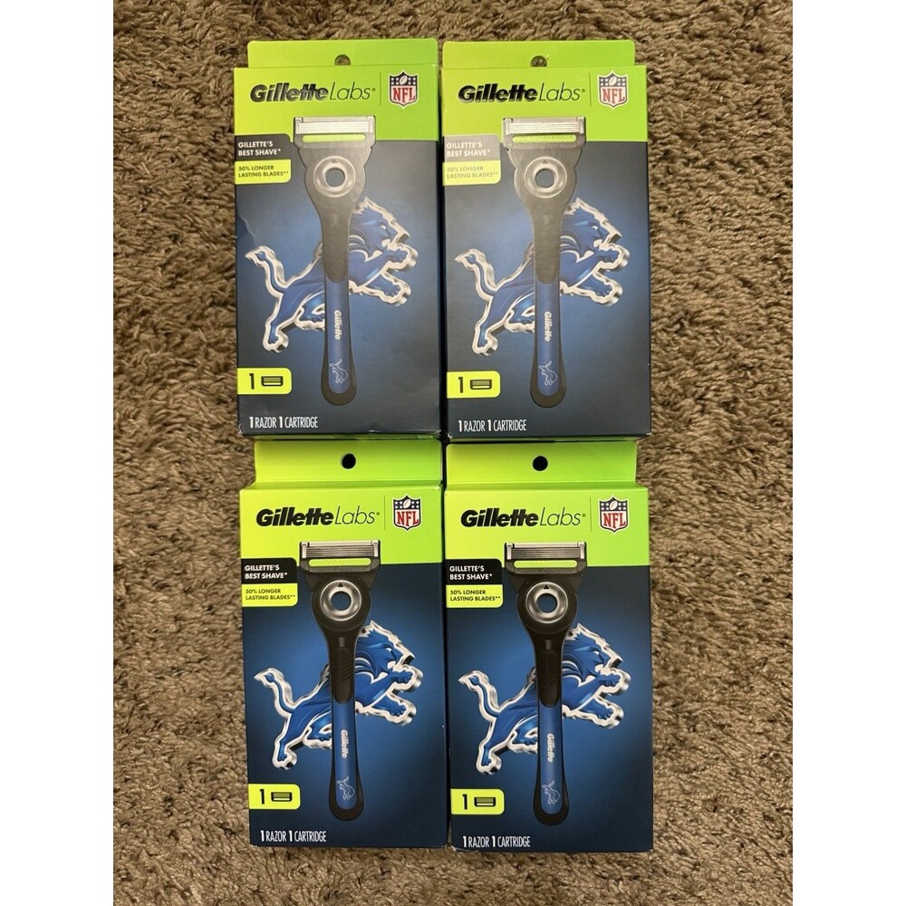 [LOT OF 4] Detroit Lions Gillette Labs NEW Best Razor & Refill Cartridge NFL